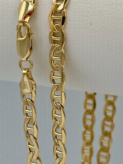 14K Solid Gold Necklace Chain, Anchor Necklace Chain Link,(5 mm)Width, Birthday Gift Her/Him