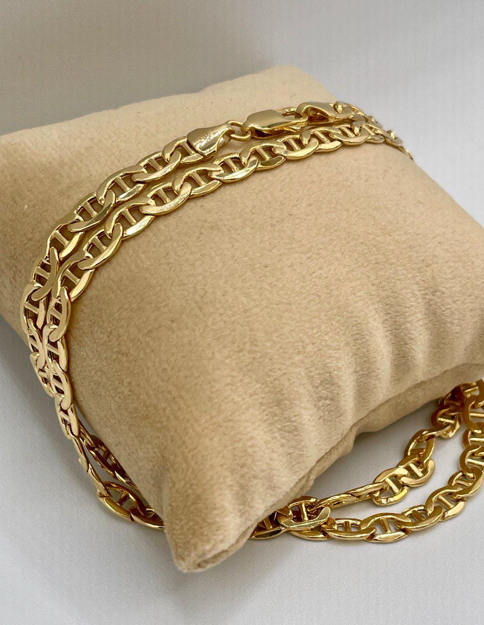 14K Solid Gold Necklace Chain, Anchor Necklace Chain Link,(5 mm)Width, Birthday Gift Her/Him