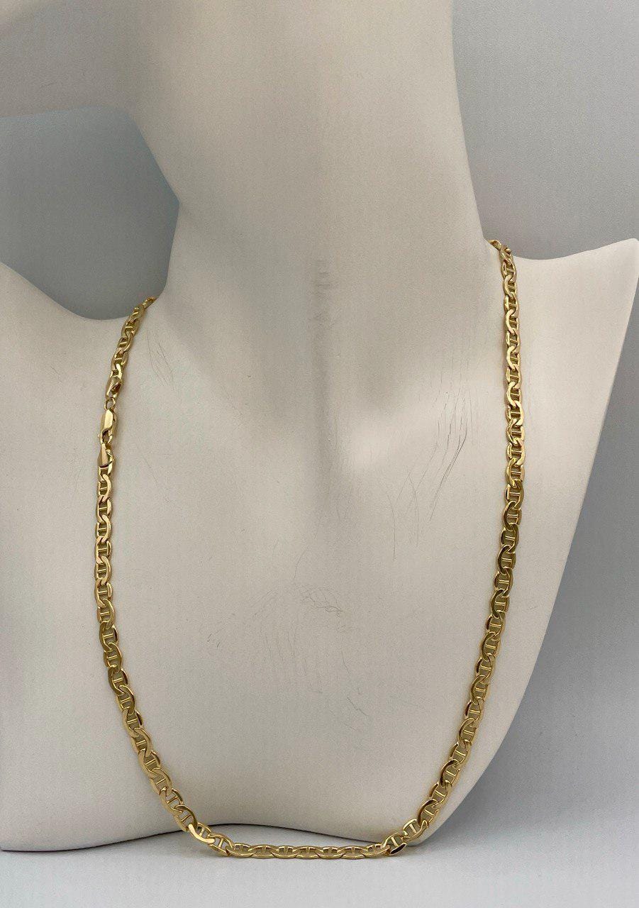 14K Solid Gold Necklace Chain, Anchor Necklace Chain Link,(5 mm)Width, Birthday Gift Her/Him