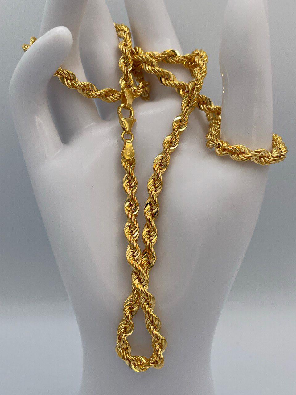 14K Solid Gold Rope Chain Necklace,(5 mm)Thickness, Real Gold Rope Chain, Birthday Gift For Her/Him!