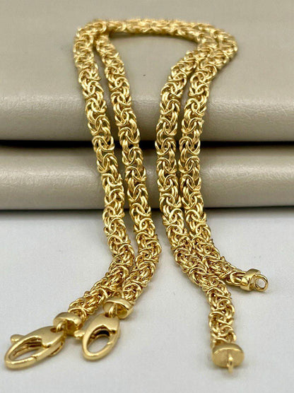 14K Solid Gold Byzantine Flat Bracelet Chain, Real Gold Bracelet, (4 mm) Width, Elegant Flat Byzantine Link Bracelet Gift For Her/Him!
