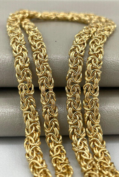 14K Solid Gold Byzantine Flat Bracelet Chain, Real Gold Bracelet, (4 mm) Width, Elegant Flat Byzantine Link Bracelet Gift For Her/Him!