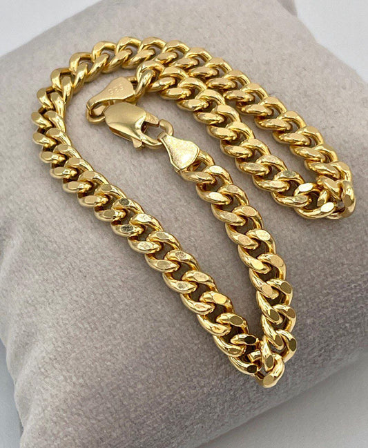 14K Solid Gold Curb Bracelet, Real Gold Curb Bracelet,(5mm) Width, Solid Link Gold, Chunky Gold, Birthday Gift For Her/Him!