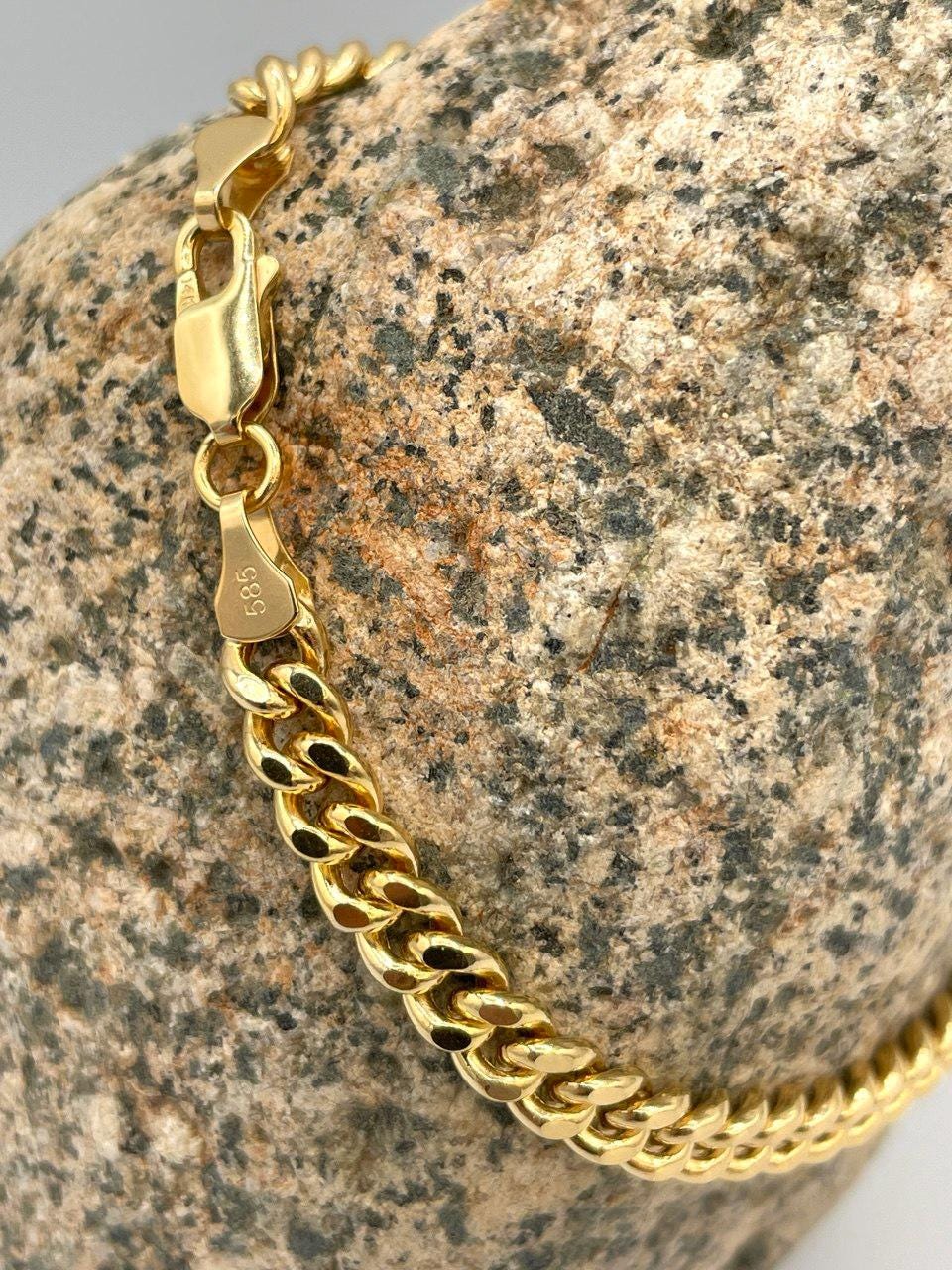 14K Solid Gold Curb Bracelet, Real Gold Curb Bracelet,(5mm) Width, Solid Link Gold, Chunky Gold, Birthday Gift For Her/Him!