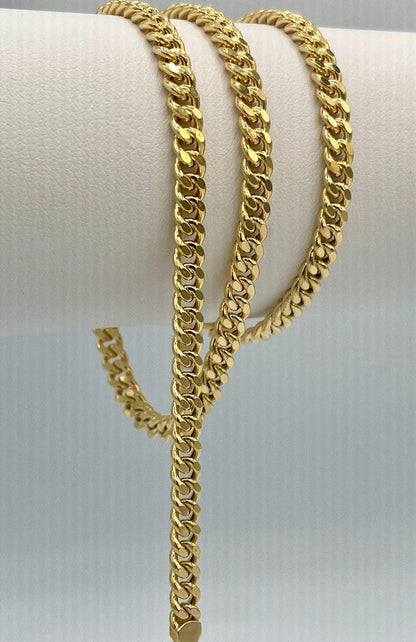 14K Solid Gold Curb Necklace,Real Solid Link Curb Gold,(4.5 mm)Width, Chunky Necklace Chain, Birthday Gift For Her/Him.