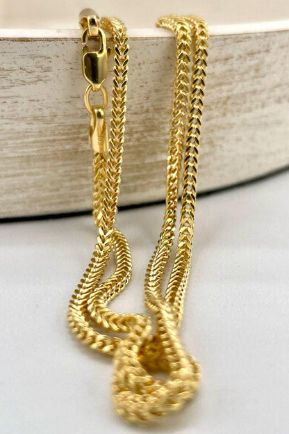 14K Solid Gold Franco Necklace Chain, Real Gold Chain,(2mm) Thickness, Birthday Gift Her/Him