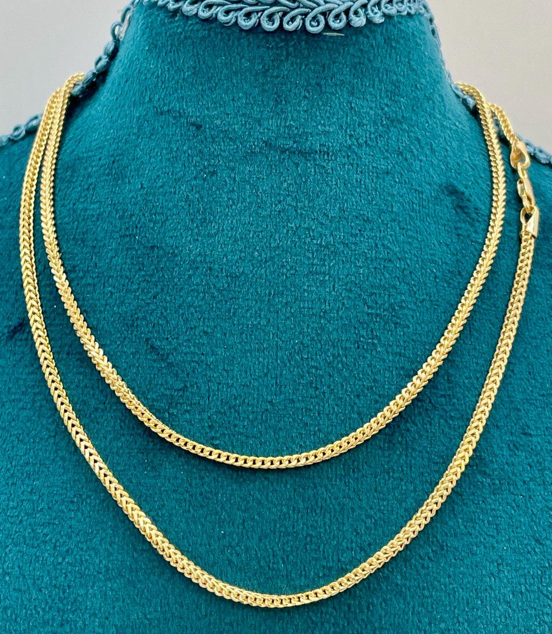 14K Solid Gold Franco Necklace Chain, Real Gold Chain,(2mm) Thickness, Birthday Gift Her/Him