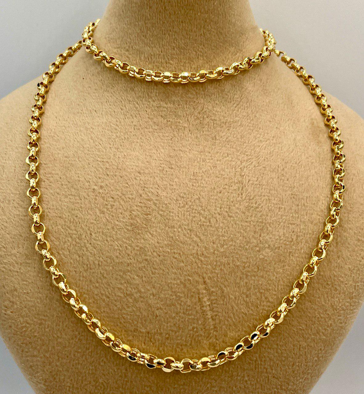 14K Solid Gold Rolo Necklace Chain, Real Gold Chain,(4mm) Thickness, Classic & Durable Design, Birthday Gift Her/Him!