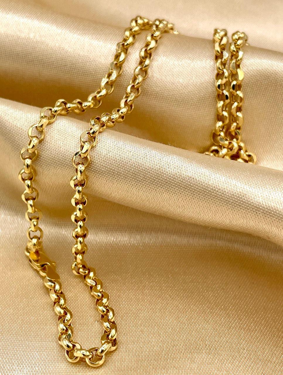 14K Solid Gold Rolo Necklace Chain, Real Gold Chain,(4mm) Thickness, Classic & Durable Design, Birthday Gift Her/Him!