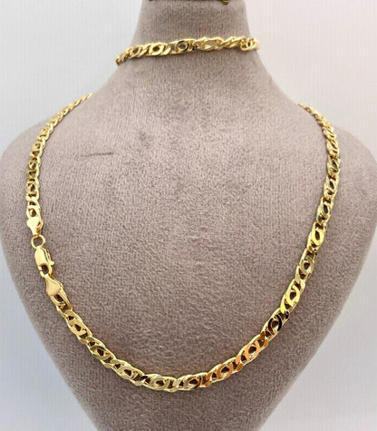 14K Solid  Gold Tiger Eye Necklace,(4.1mm)Width,Real Gold Necklace,Solid Link Chain Necklace,