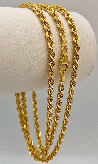 14K Solid Gold Rope Chain Necklace,(3mm) Thickness,Real Gold Rope Chain, Birthday Gift For Her/Him, Mothers Day Gift!