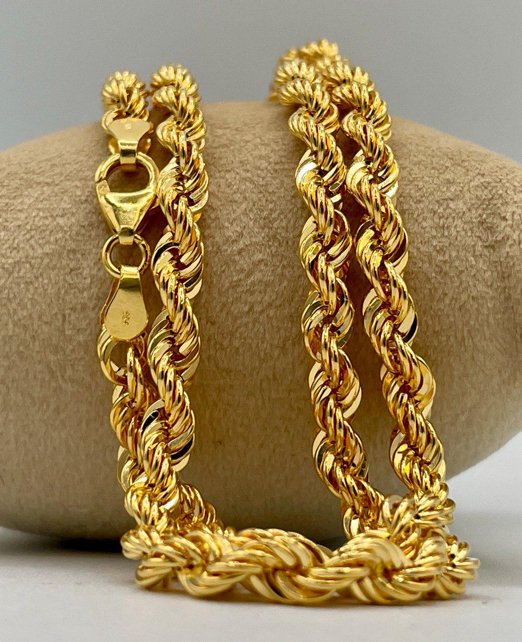 14K Solid Gold Rope Chain Necklace,(5 mm)Thickness, Real Gold Rope Chain, Birthday Gift For Her/Him!