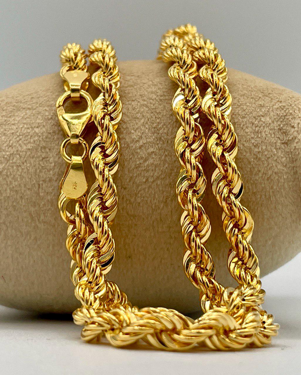 14K Solid Gold Rope Chain Necklace,(5 mm)Thickness, Real Gold Rope Chain, Birthday Gift For Her/Him!