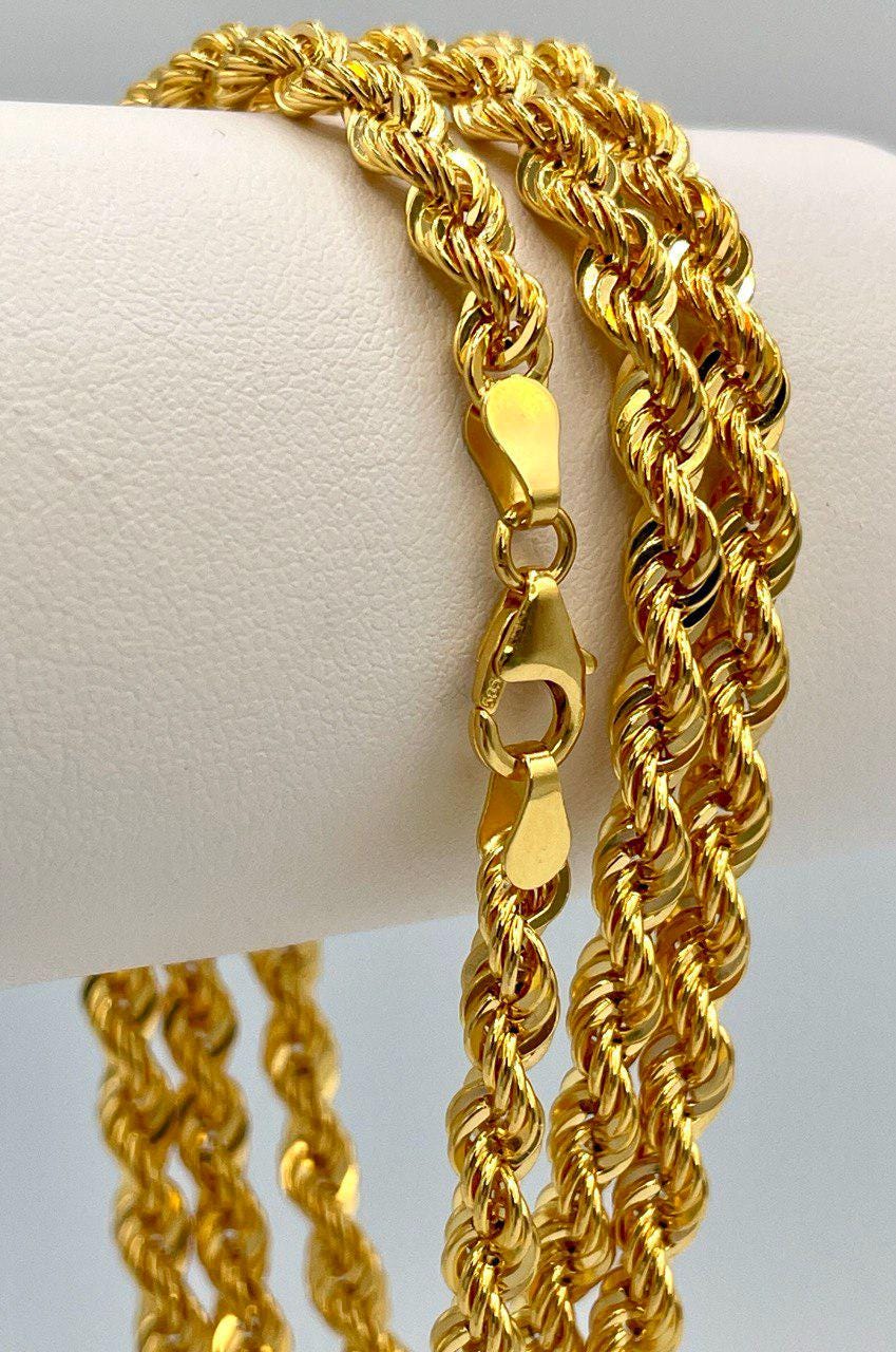 14K Solid Gold Rope Chain Necklace,(5 mm)Thickness, Real Gold Rope Chain, Birthday Gift For Her/Him!