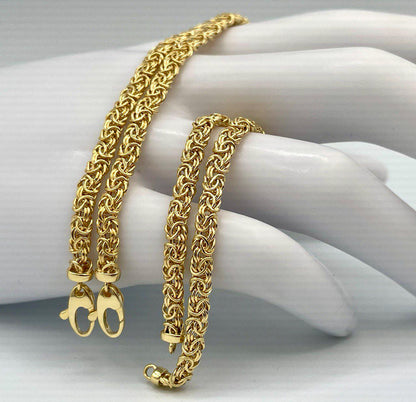 14K Solid Gold Byzantine Flat Bracelet Chain, Real Gold Bracelet, (4 mm) Width, Elegant Flat Byzantine Link Bracelet Gift For Her/Him!