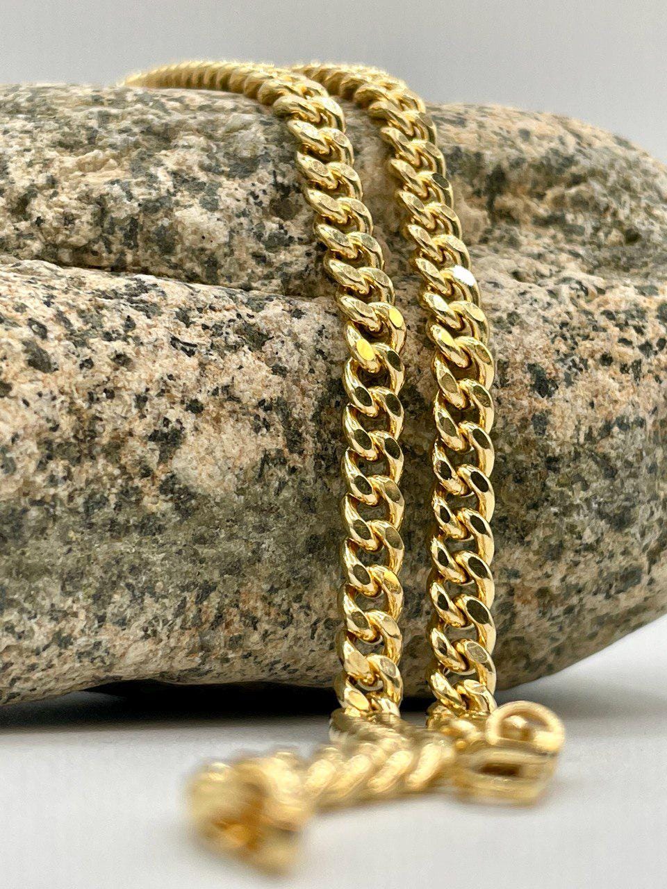 14K Solid Gold Curb Bracelet, Real Gold Curb Bracelet,(5mm) Width, Solid Link Gold, Chunky Gold, Birthday Gift For Her/Him!