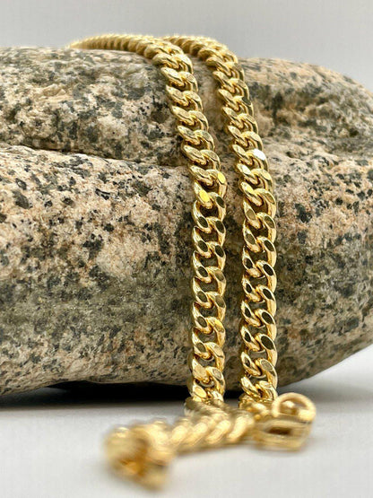 14K Solid Gold Curb Bracelet, Real Gold Curb Bracelet,(5mm) Width, Solid Link Gold, Chunky Gold, Birthday Gift For Her/Him!