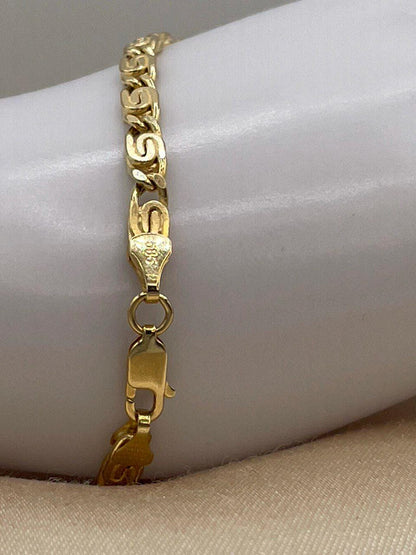 14K Solid Link Chain Gold ,Snail Chain With Spiral Links,Real Solid Link Gold Bracelet,Yellow Gold Chain,4mm Thickness , Gift,For Her/Him!
