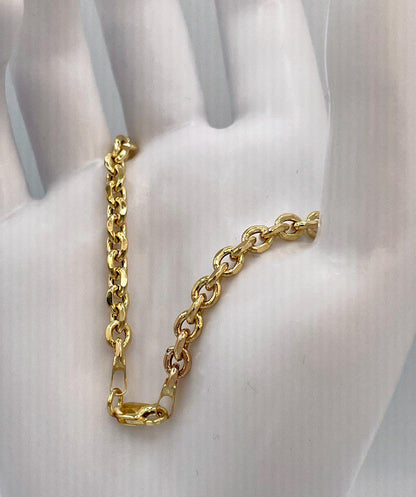 14K Solid Gold Cable Bracelet, Cable Link Chain Gold,Diamond Cut High Polish Solid Gold Chain-Stunning Shine & Detail,Birthday Gift Her/Him!