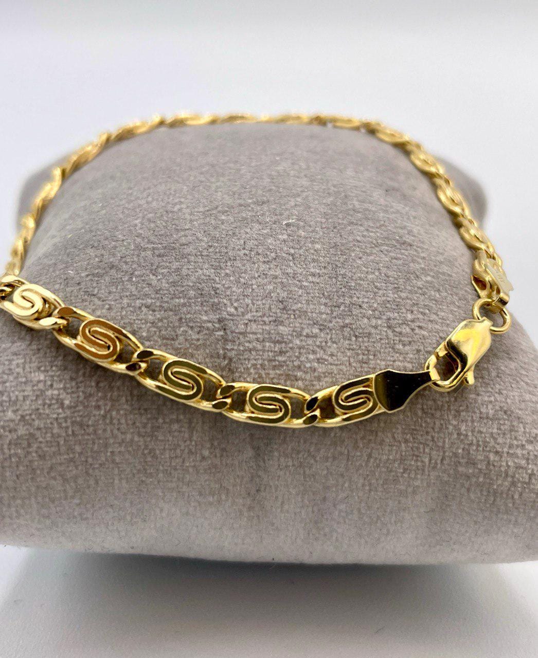 14K Solid Link Chain Gold ,Snail Chain With Spiral Links,Real Solid Link Gold Bracelet,Yellow Gold Chain,4mm Thickness , Gift,For Her/Him!