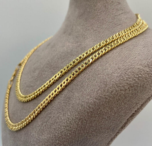 14K Solid Gold Curb Chain Necklace, Real Solid Gold Necklace,(4mm Width),Miami Cuban Necklace, Gift For Her/Him