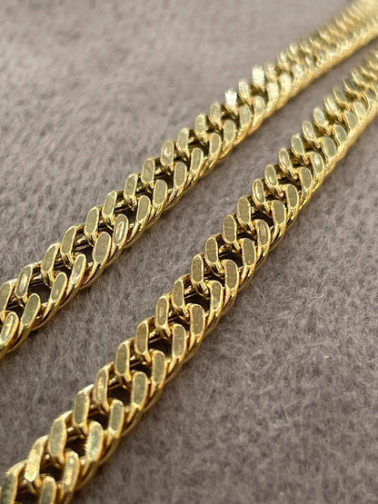 14K Solid Gold Curb Chain Necklace, Real Solid Gold Necklace,(4mm Width),Miami Cuban Necklace, Gift For Her/Him
