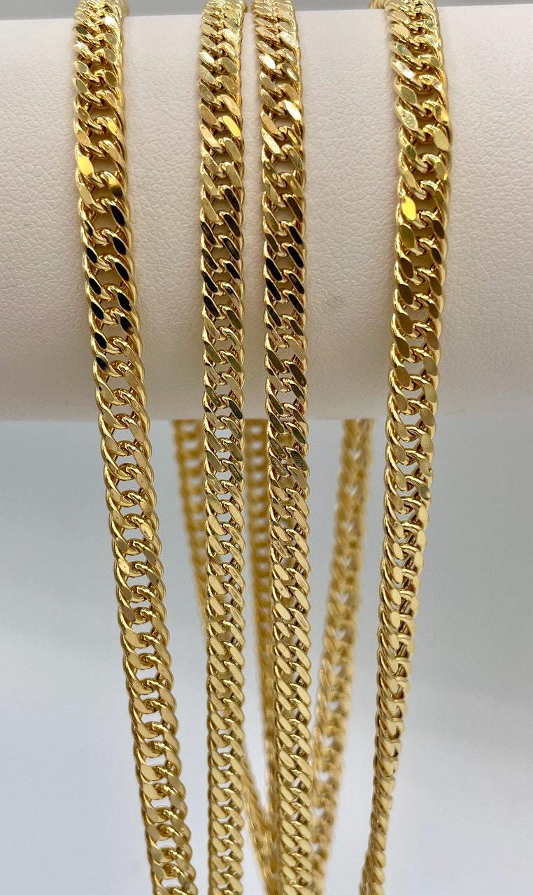 14K Gold Curb Chain Necklace,Solid Gold,Real Gold ,Miami Cuban Necklace,(4mm& 5mm Width),Gift For Her/Him!