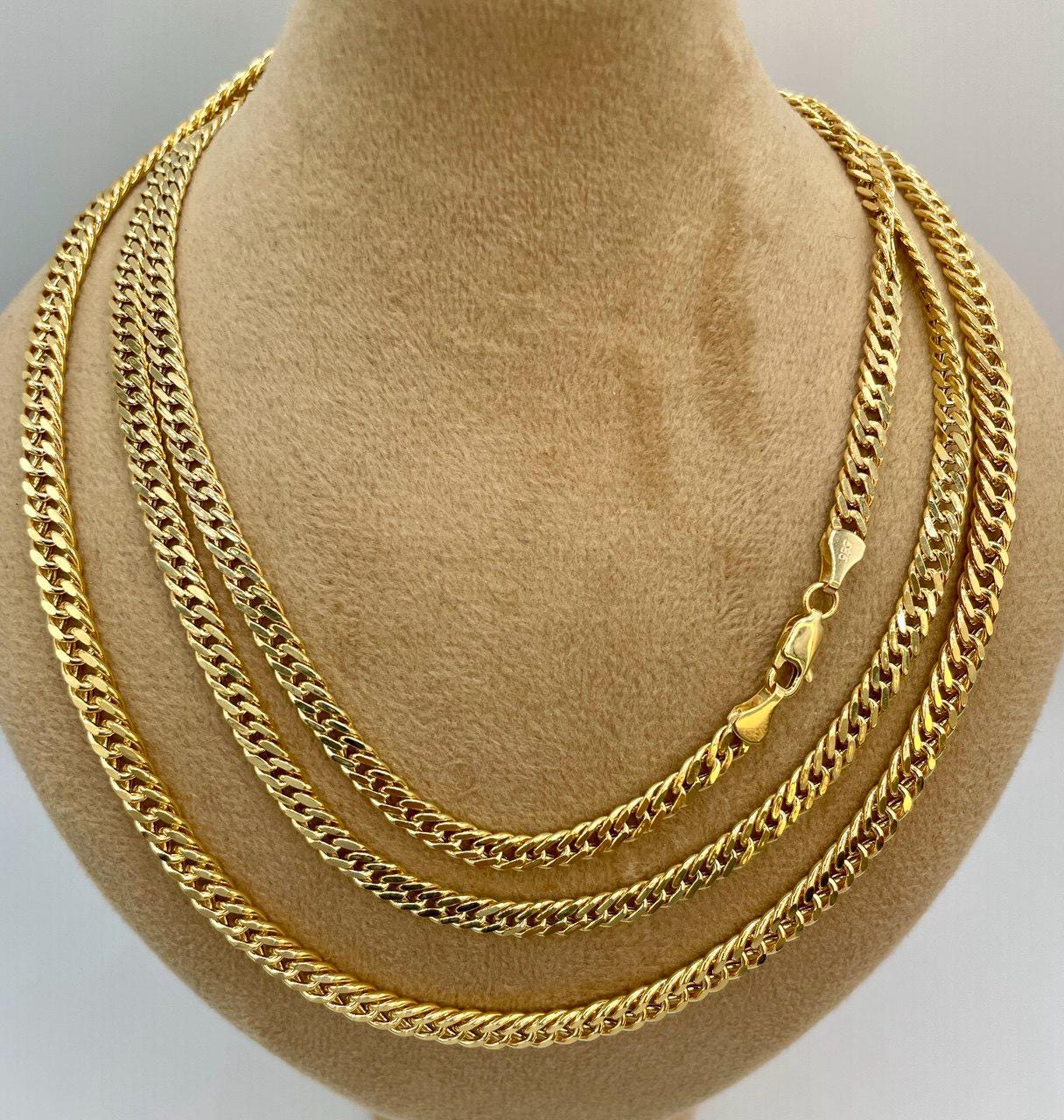 14K Gold Curb Chain Necklace,Solid Gold,Real Gold ,Miami Cuban Necklace,(4mm& 5mm Width),Gift For Her/Him!