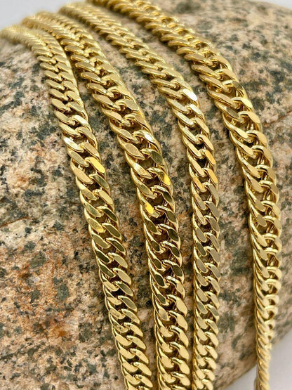 14K Gold Curb Chain Necklace,Solid Gold,Real Gold ,Miami Cuban Necklace,(4mm& 5mm Width),Gift For Her/Him!