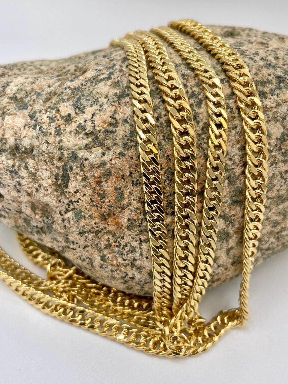 14K Gold Curb Chain Necklace,Solid Gold,Real Gold ,Miami Cuban Necklace,(4mm& 5mm Width),Gift For Her/Him!