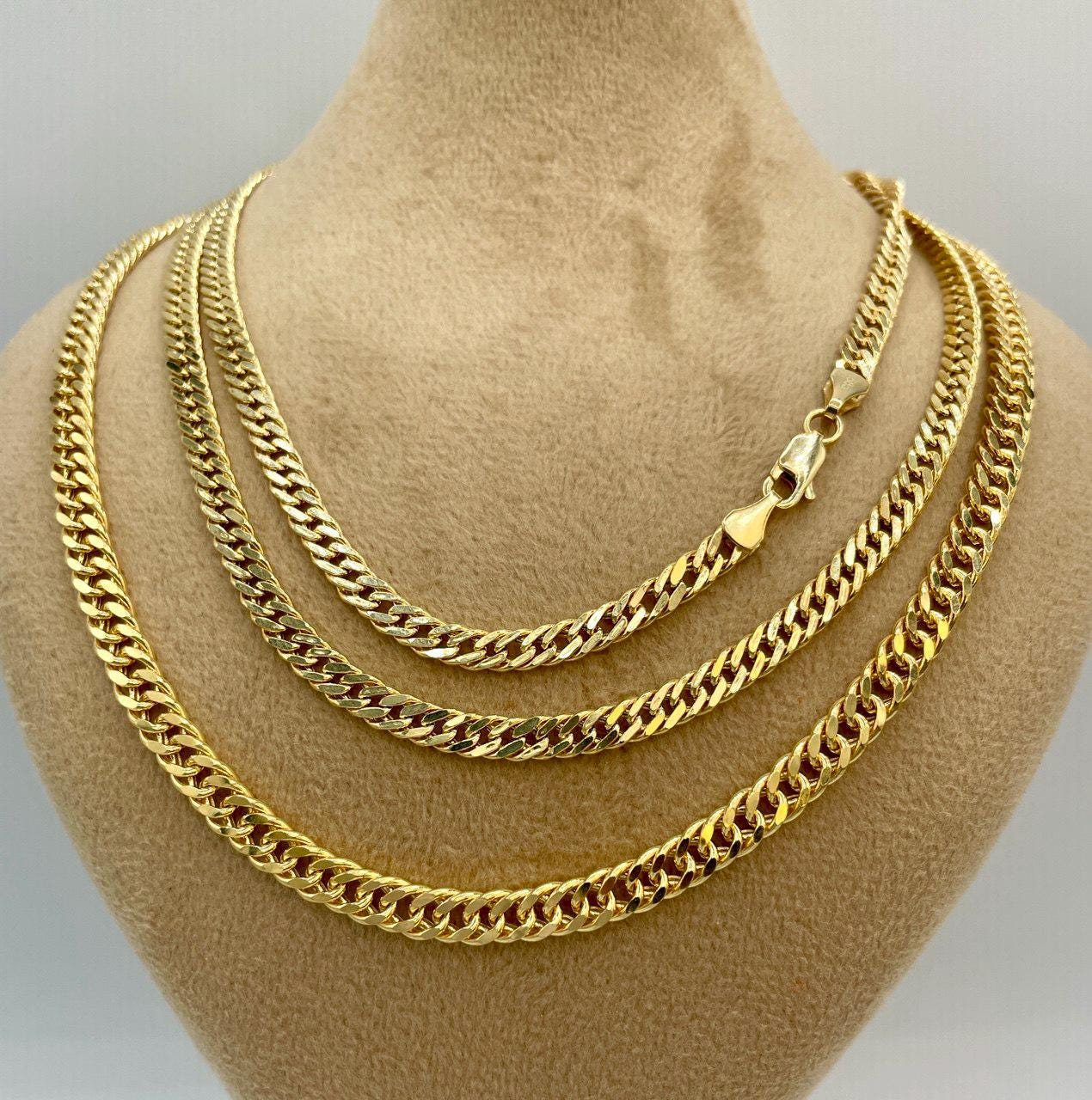 14K Gold Curb Chain Necklace,Solid Gold,Real Gold ,Miami Cuban Necklace,(4mm& 5mm Width),Gift For Her/Him!
