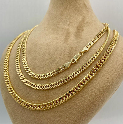 14K Gold Curb Chain Necklace,Solid Gold,Real Gold ,Miami Cuban Necklace,(4mm& 5mm Width),Gift For Her/Him!