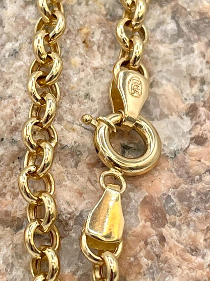 18K GOLD ROLO (5mm)NECKLACE,Real Gold,Birthday Gift,Christmas Gift,For Her,For Him,Gift For Dad,Gift For Mom,Style Necklace Chain.