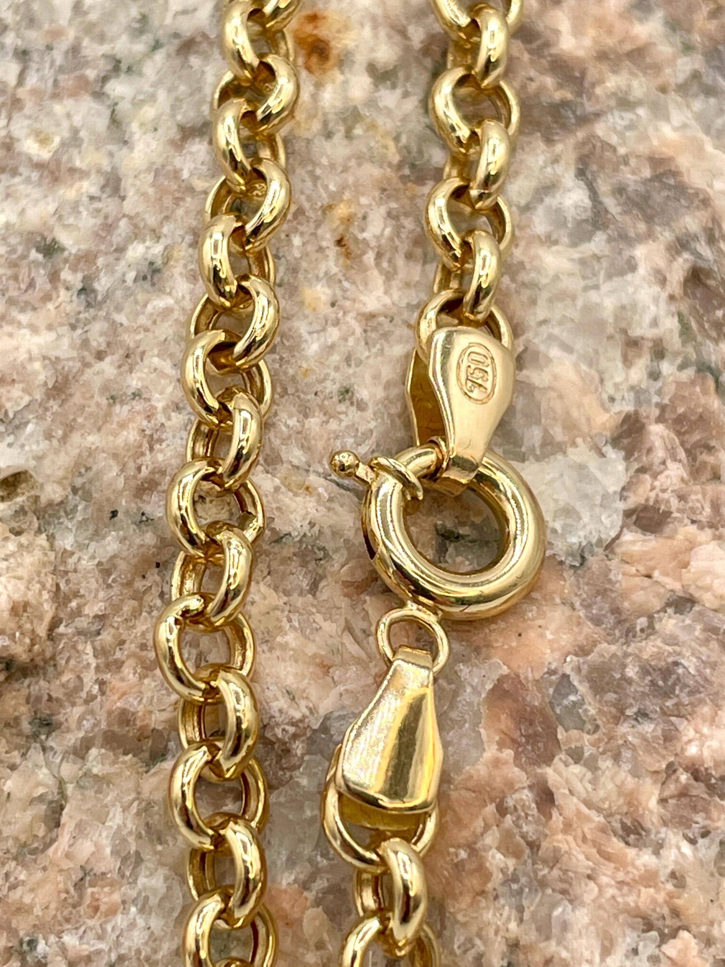 18K GOLD ROLO (5mm)NECKLACE,Real Gold,Birthday Gift,Christmas Gift,For Her,For Him,Gift For Dad,Gift For Mom,Style Necklace Chain.