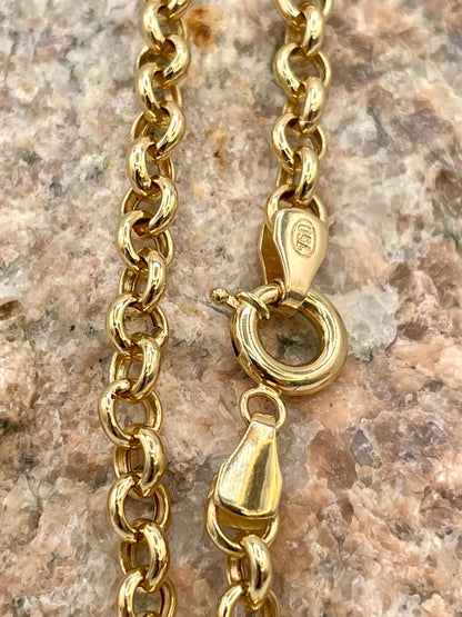 18K GOLD ROLO (5mm)NECKLACE,Real Gold,Birthday Gift,Christmas Gift,For Her,For Him,Gift For Dad,Gift For Mom,Style Necklace Chain.
