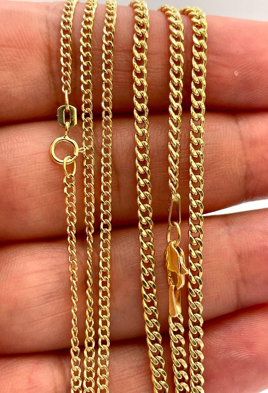 14K Gold Curb Chain Necklace,(2mm&2.5mm Width),Real Gold Necklace Chain, Gift For Her/Him!