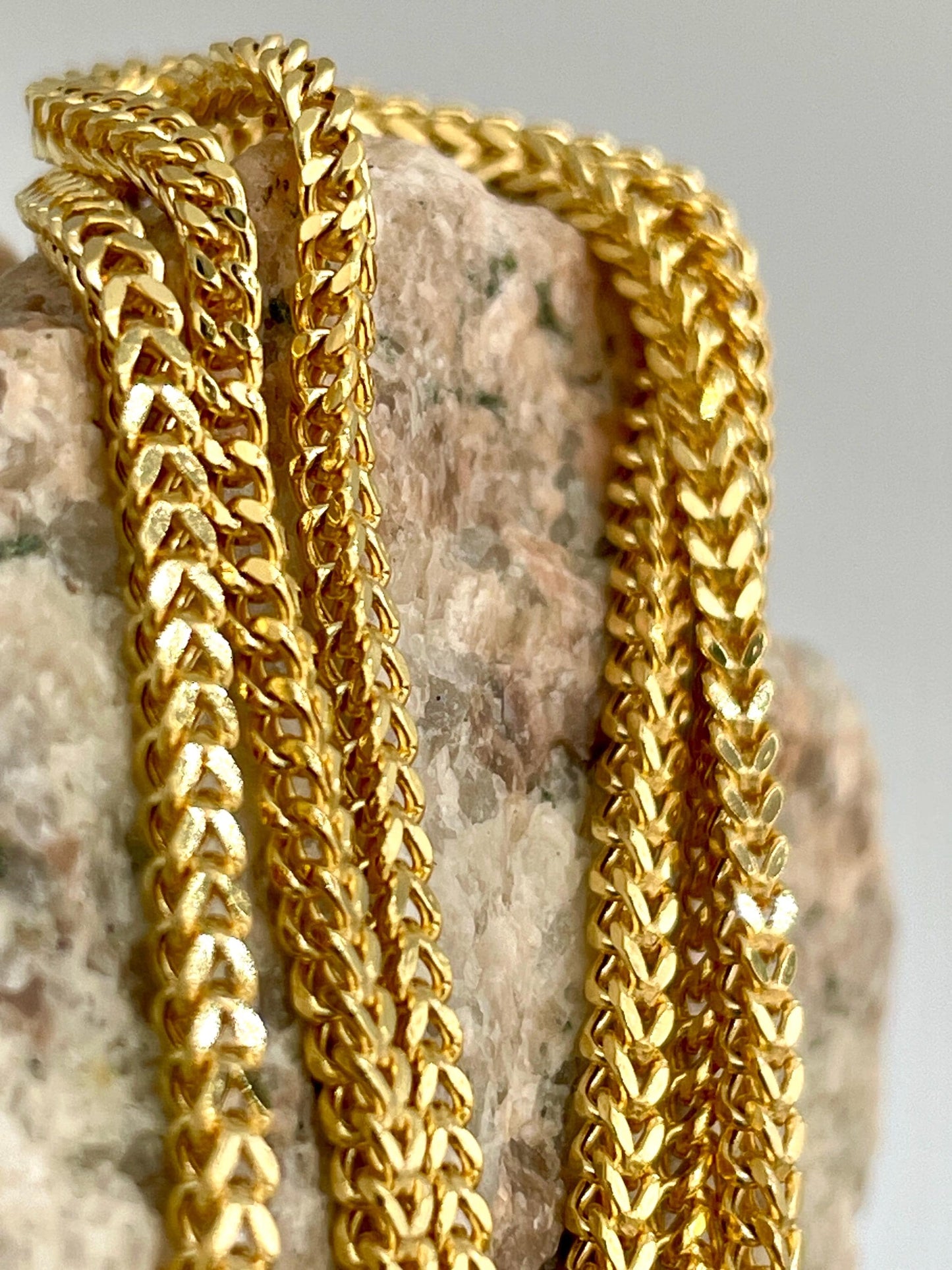 18K GOLD FRANCO(2mm)NECKLACE Chain,Real Gold,Diamond Cut,For Her,For Him,Birthday Gift,Christmas Gift,Anniversary Gift,Gift ForDad new style