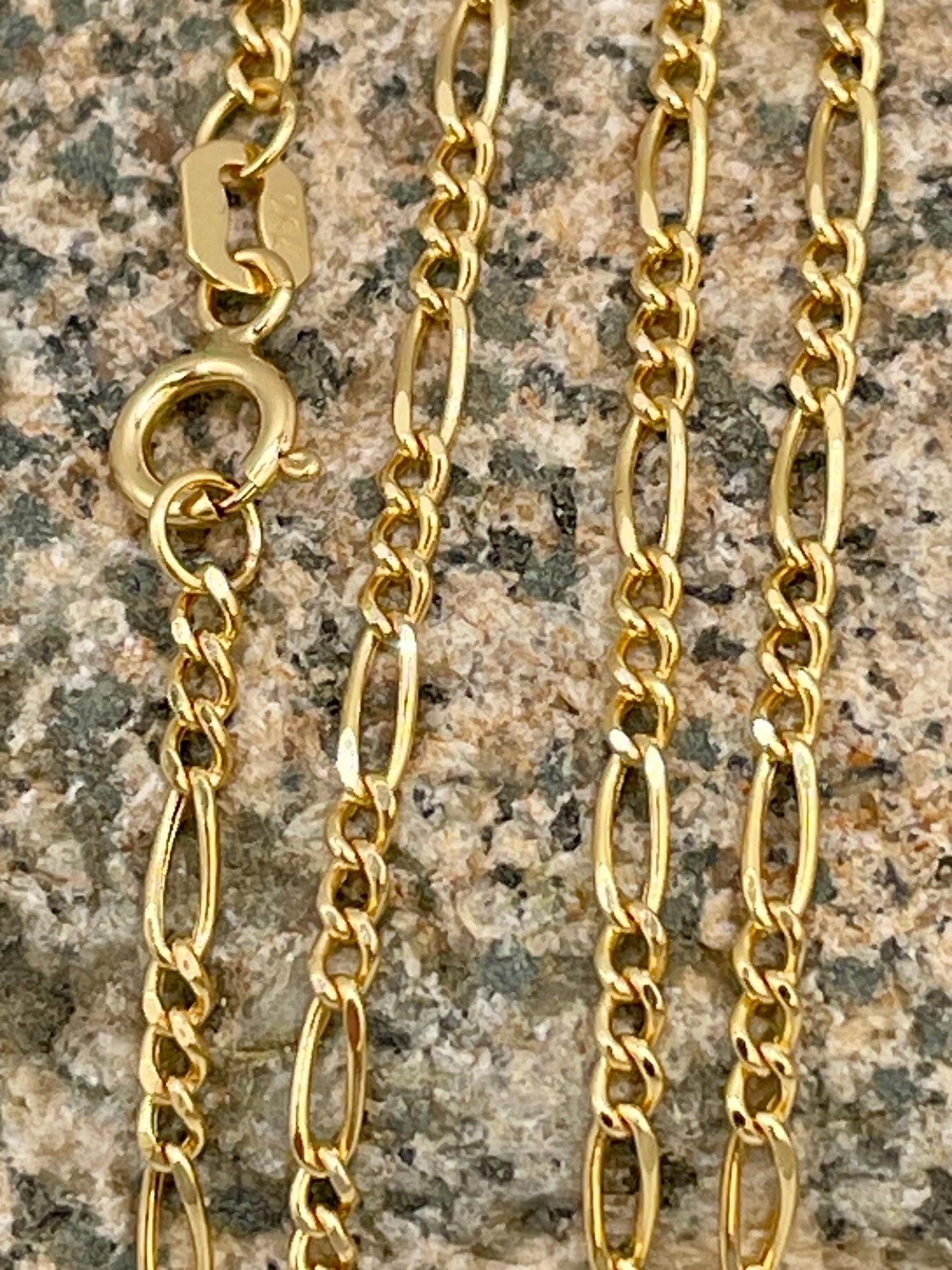 18K GOLD FIGARO NECKLACE (1.6mm),Real Gold,Figaro Chain Necklace,Birthday Gift,For Her,For Him,Christmas Gift,Anniversary Gift,gift for dad.