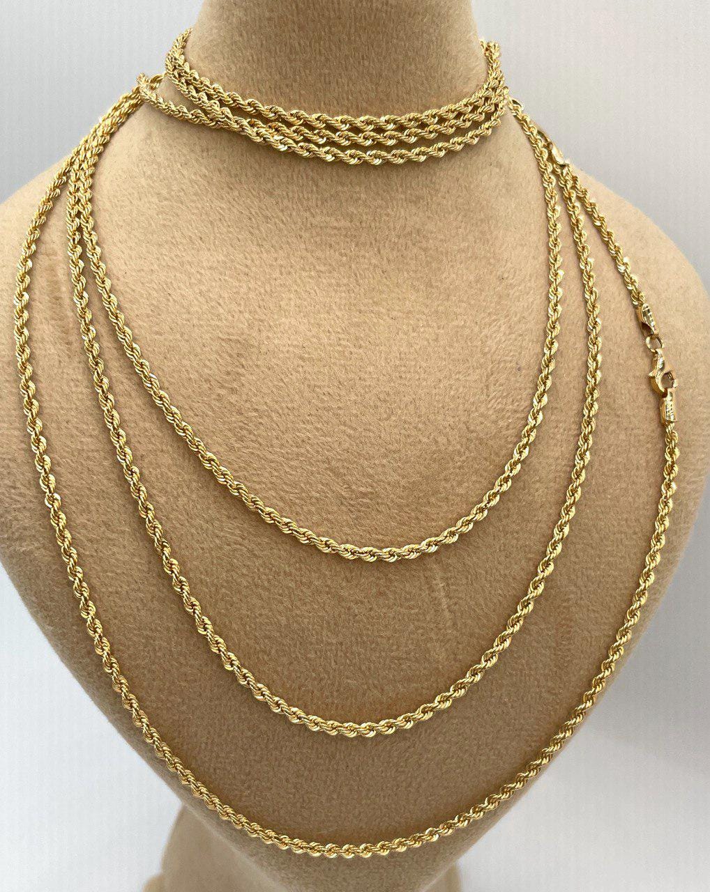18K GOLD ROPE CHAIN 2mm,Real Gold ,Christmas Gift, Birthday Gift, Anniversary Gift, For Her, For Him, Girlfriend Gift, Boyfriend Gift.