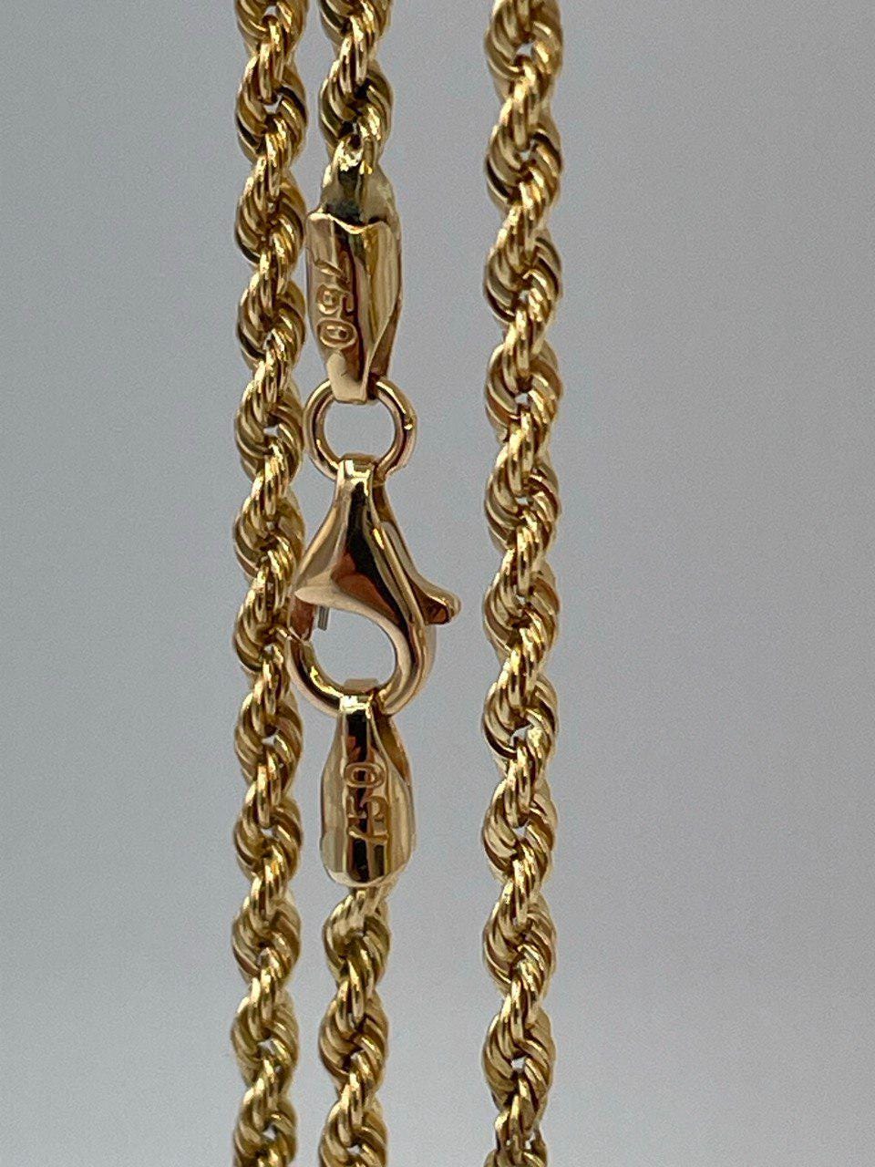 18K GOLD ROPE CHAIN 2mm,Real Gold ,Christmas Gift, Birthday Gift, Anniversary Gift, For Her, For Him, Girlfriend Gift, Boyfriend Gift.