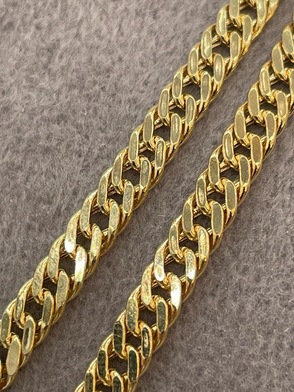 14K Solid Gold Curb Chain Necklace, Real Solid Gold Necklace,(4mm Width),Miami Cuban Necklace, Gift For Her/Him