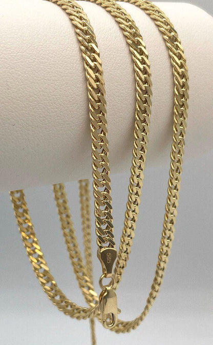 14K Solid Gold Curb Chain Necklace, Real Solid Gold Necklace,(4mm Width),Miami Cuban Necklace, Gift For Her/Him