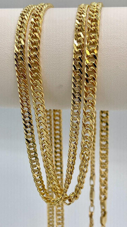 14K Gold Curb Chain Necklace,Solid Gold,Real Gold ,Miami Cuban Necklace,(4mm& 5mm Width),Gift For Her/Him!