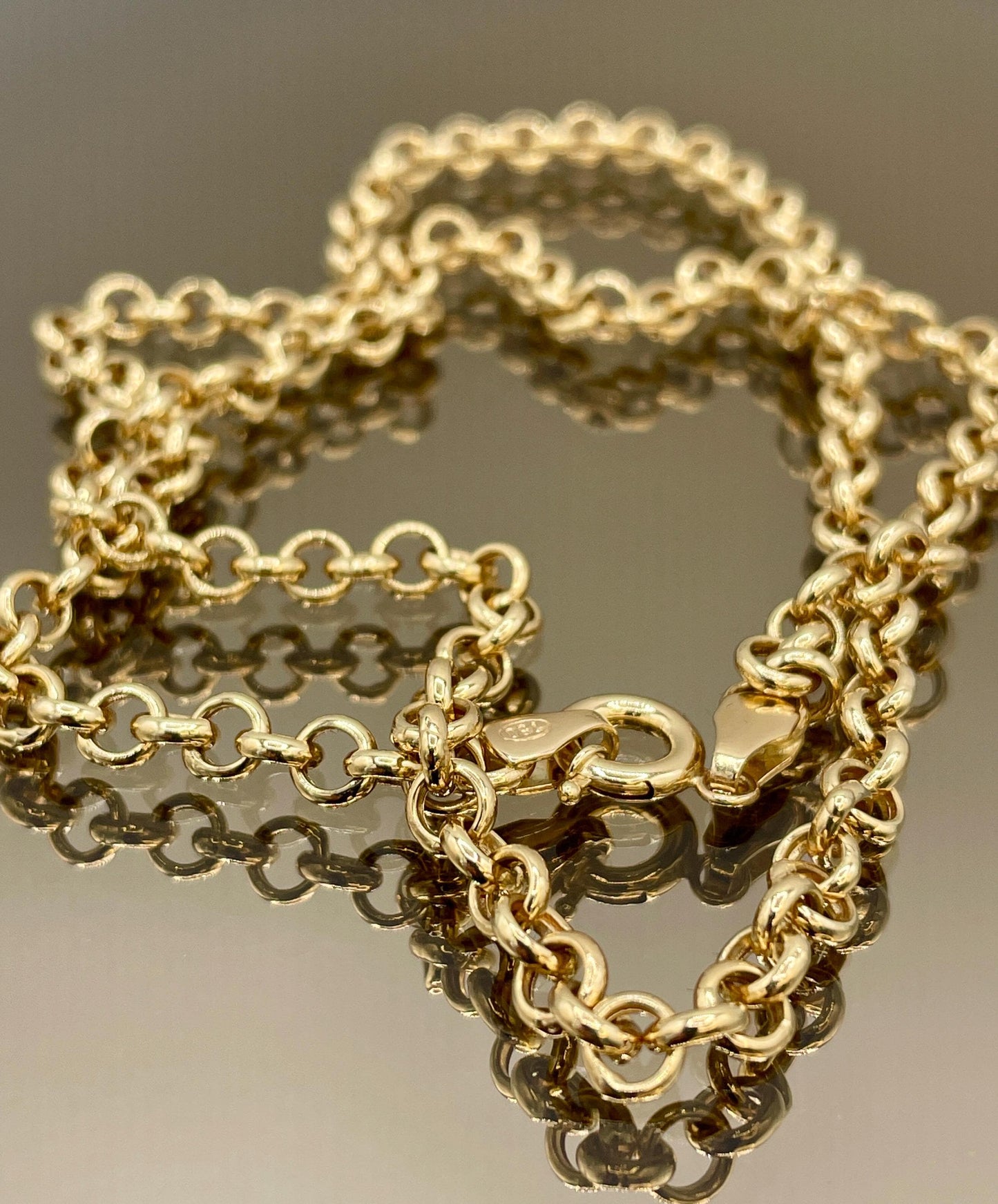 18K GOLD ROLO (5mm)NECKLACE,Real Gold,Birthday Gift,Christmas Gift,For Her,For Him,Gift For Dad,Gift For Mom,Style Necklace Chain.