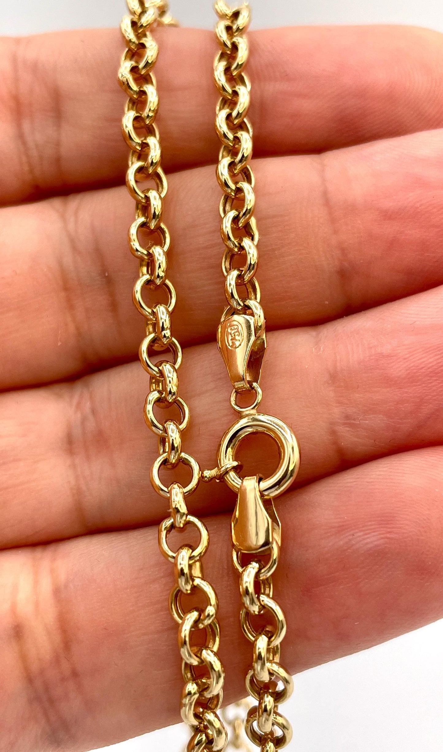 18K GOLD ROLO (5mm)NECKLACE,Real Gold,Birthday Gift,Christmas Gift,For Her,For Him,Gift For Dad,Gift For Mom,Style Necklace Chain.