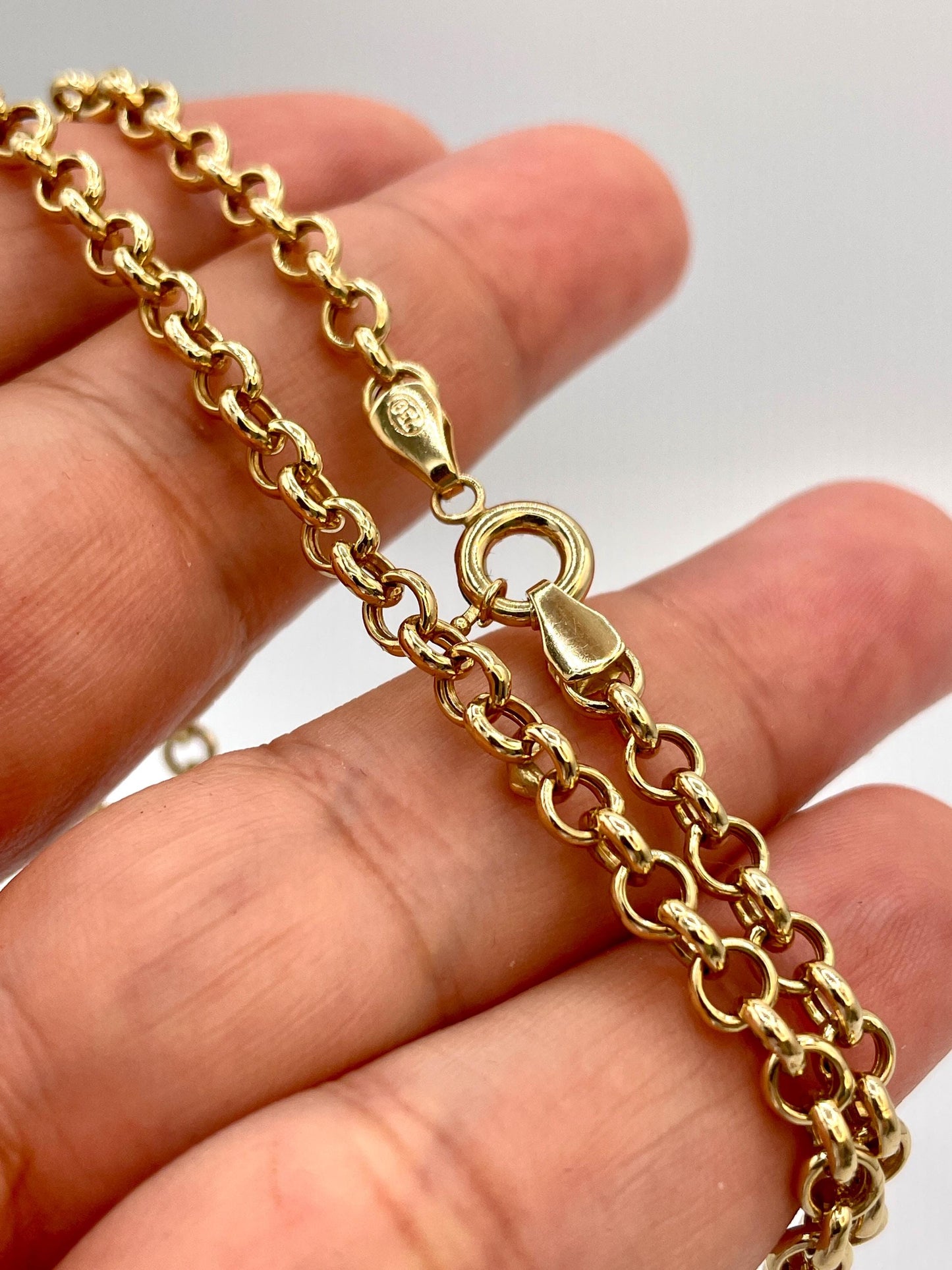 18K GOLD ROLO (5mm)NECKLACE,Real Gold,Birthday Gift,Christmas Gift,For Her,For Him,Gift For Dad,Gift For Mom,Style Necklace Chain.