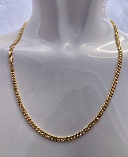 18K GOLD CURB(4.1mm)NECKLACE Chain,Real Gold,Solid Gold,Birthday Gift,Partner Gift,For Her,For Him,Christmas Gift,Gift For Dad,Gift For Mom.