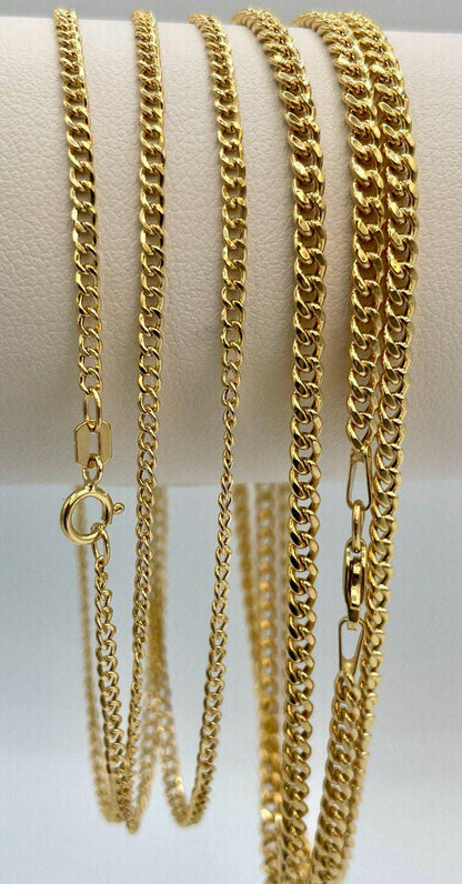 14K Gold Curb Chain Necklace,(2mm&2.5mm Width),Real Gold Necklace Chain, Gift For Her/Him!