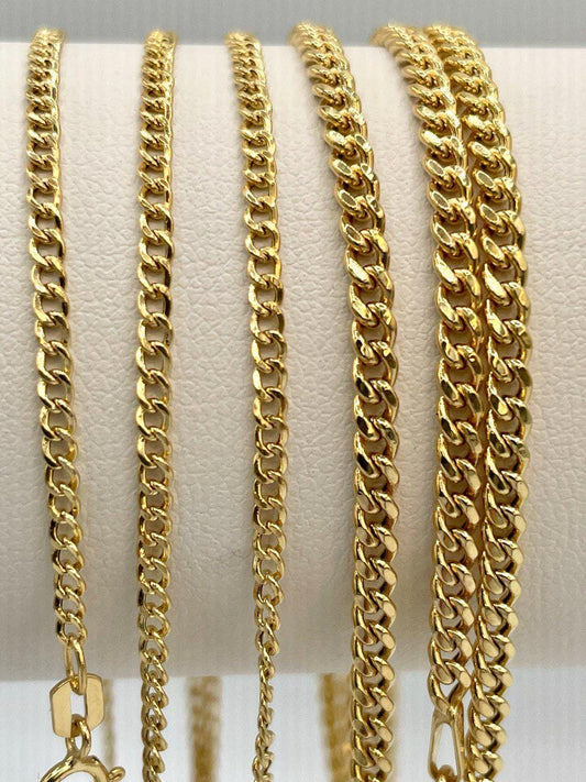 14K Gold Curb Chain Necklace,(2mm&2.5mm Width),Real Gold Necklace Chain, Gift For Her/Him!