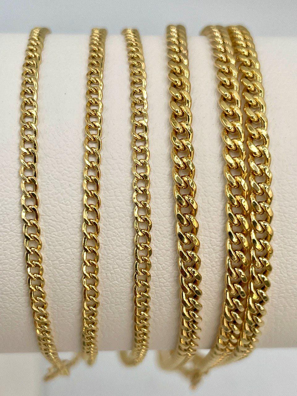 14K Gold Curb Chain Necklace,(2mm&2.5mm Width),Real Gold Necklace Chain, Gift For Her/Him!